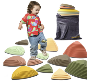 balance stepping stones to meet play milestones in early childhood